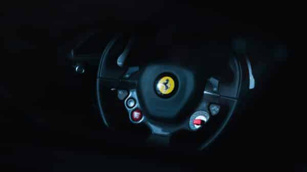 black Ferrari steering wheel